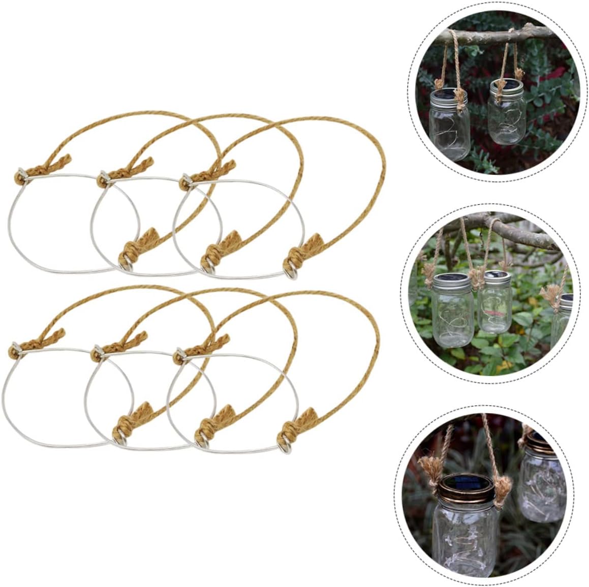 Luxshiny 6pcs Burlap Steel Mason Jar Hangers