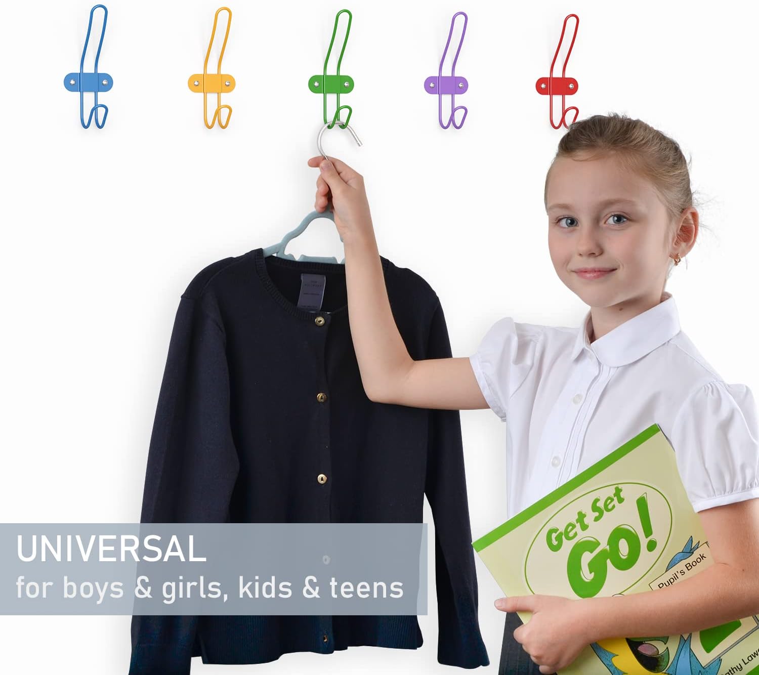 Kids Wall Coat Hooks Set of 10 for Nursery and Bedroom