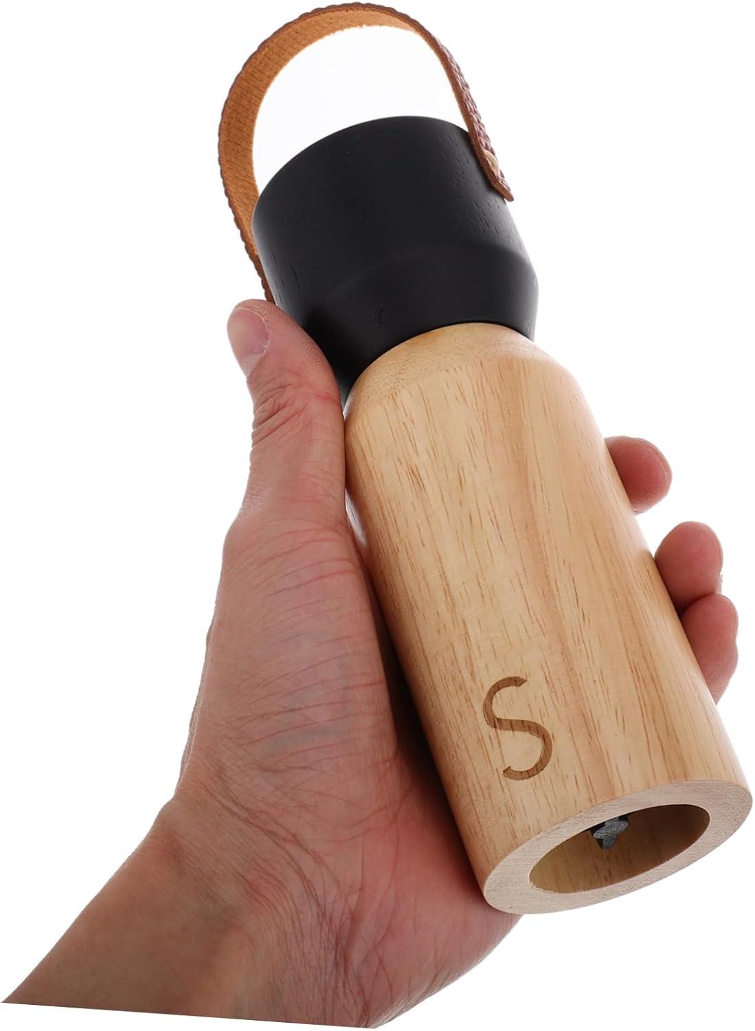 BRIGHTFUFU Manual Wooden Pepper Grinder with Black Cap 1