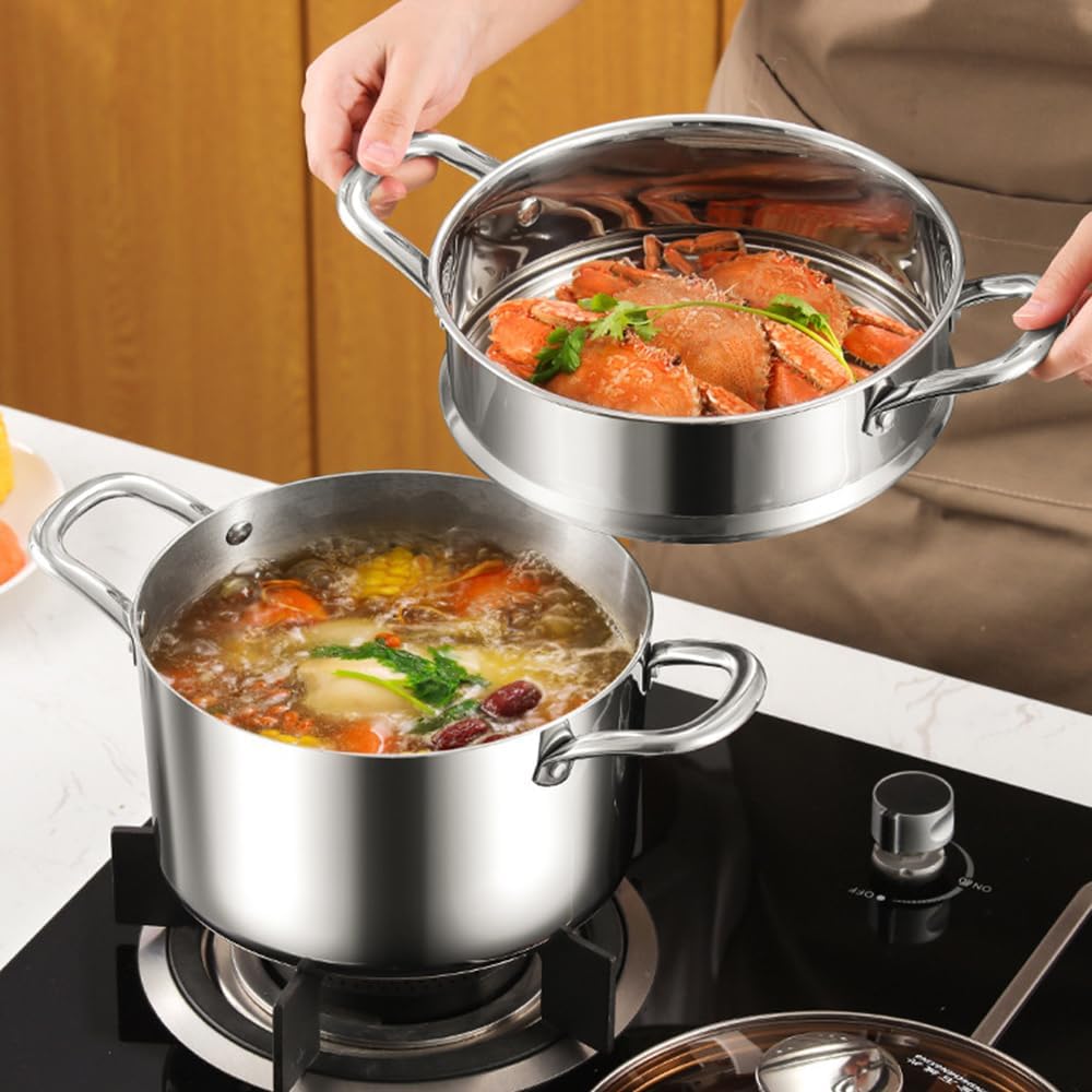 6 Quart Stockpot with Tempered Glass Lid for Induction Electric Gas