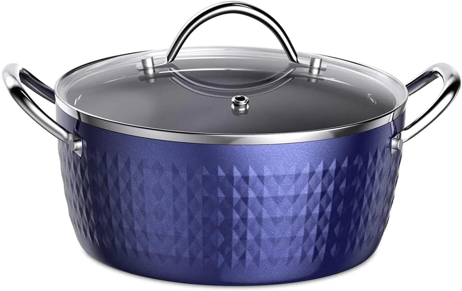 37 Quart Nonstick Stockpot with Lid - Blue Anodized Ceramic Induction Safe