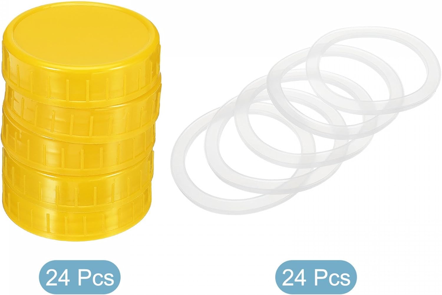 PATIKIL 70mm Yellow Mason Jar Lids Set 24 Pack with Silicone Rings