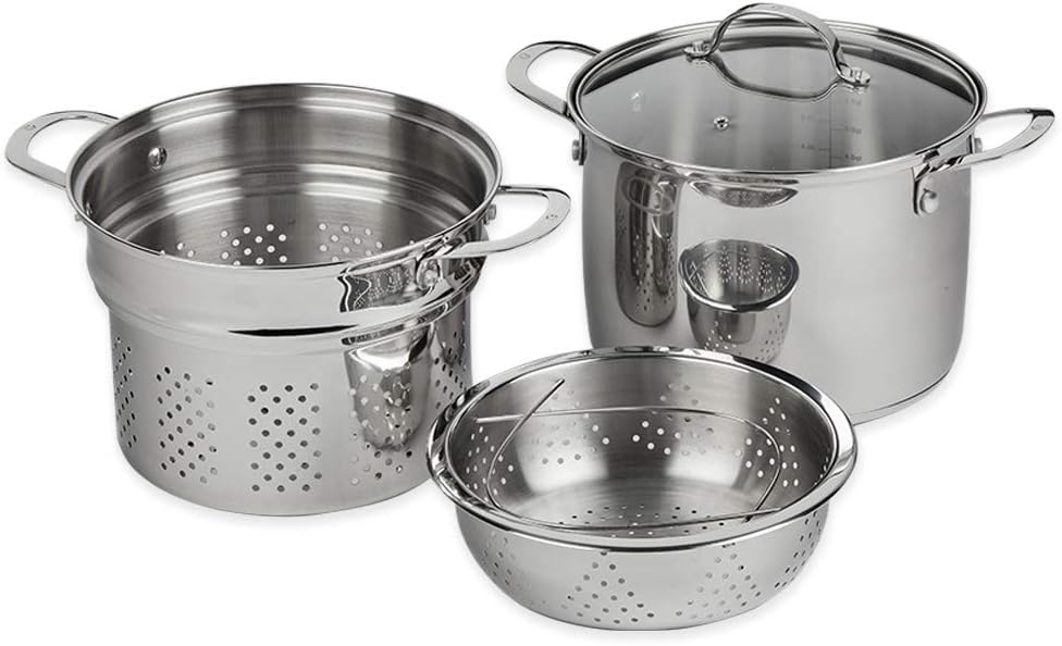 Swiss Diamond 3-in-1 Stainless Steel Cookware Set with Strainer and Steamer