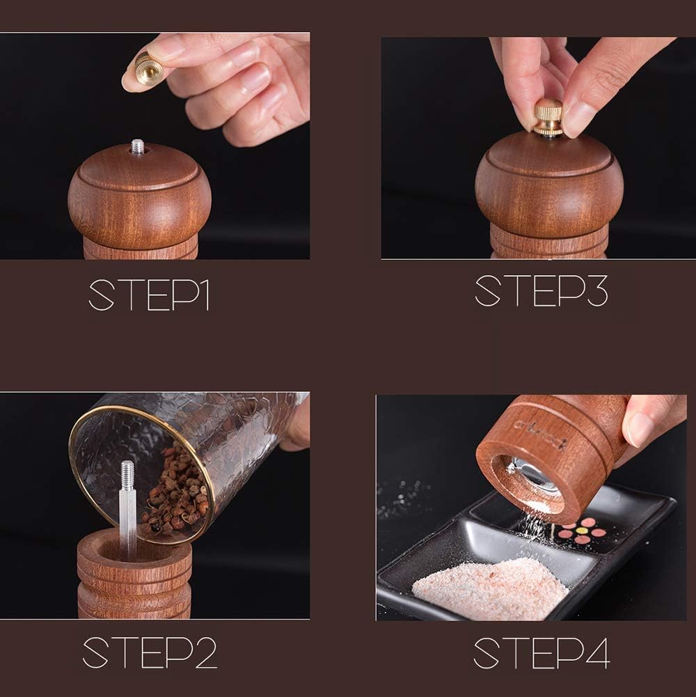 sdneNest Adjustable Wooden Salt and Pepper Mill Set