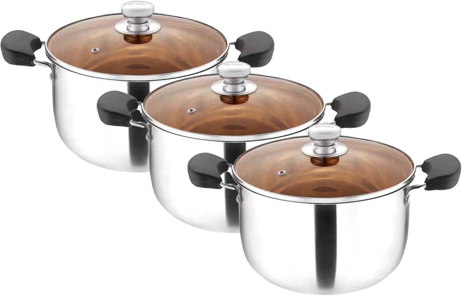 LadrfT Stock Pot with Lid and Handles Stainless Steel Classic Silver Medium