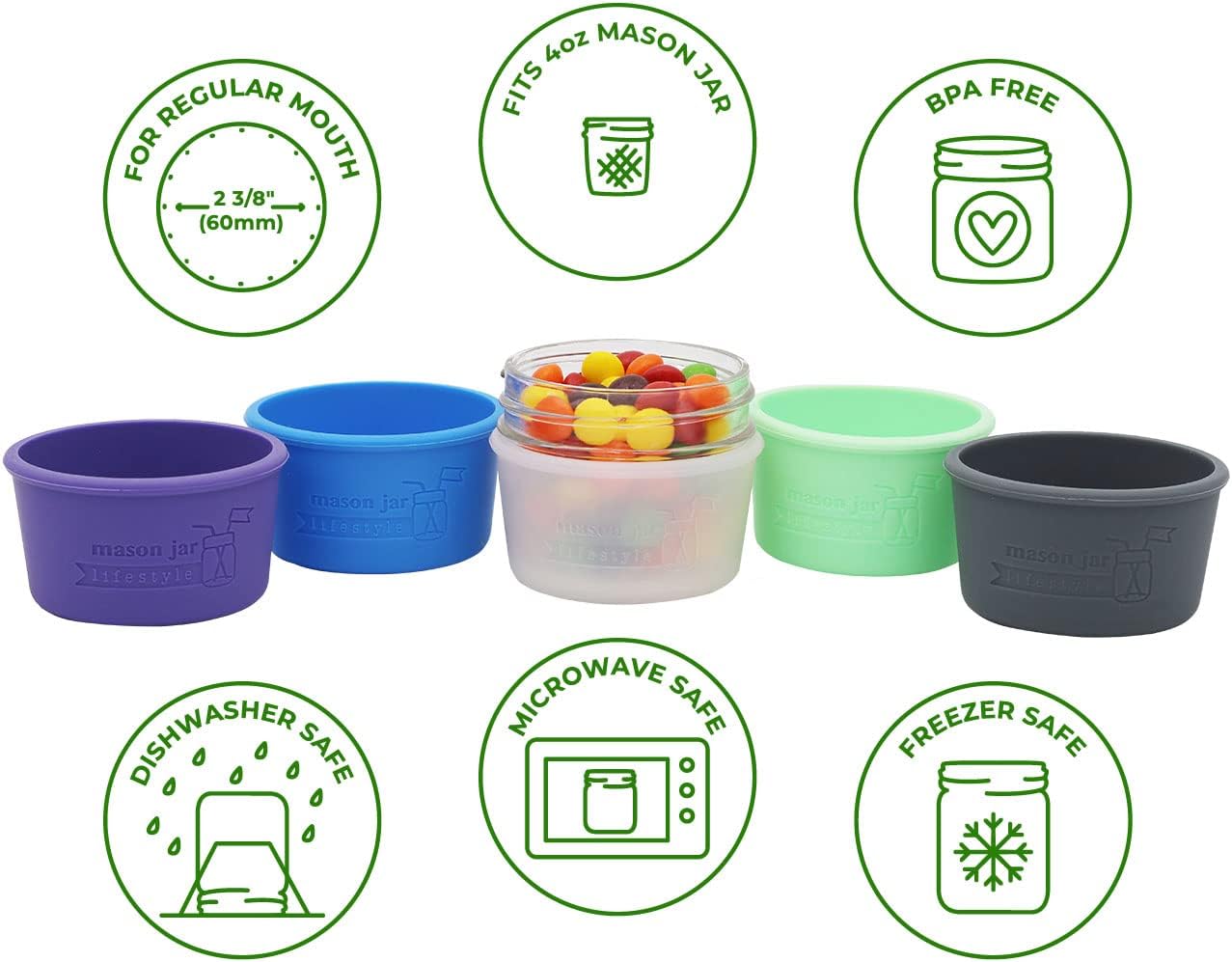 4oz Silicone Sleeves for Protecting Small Ball Jars - Bright Blue 2 Pack