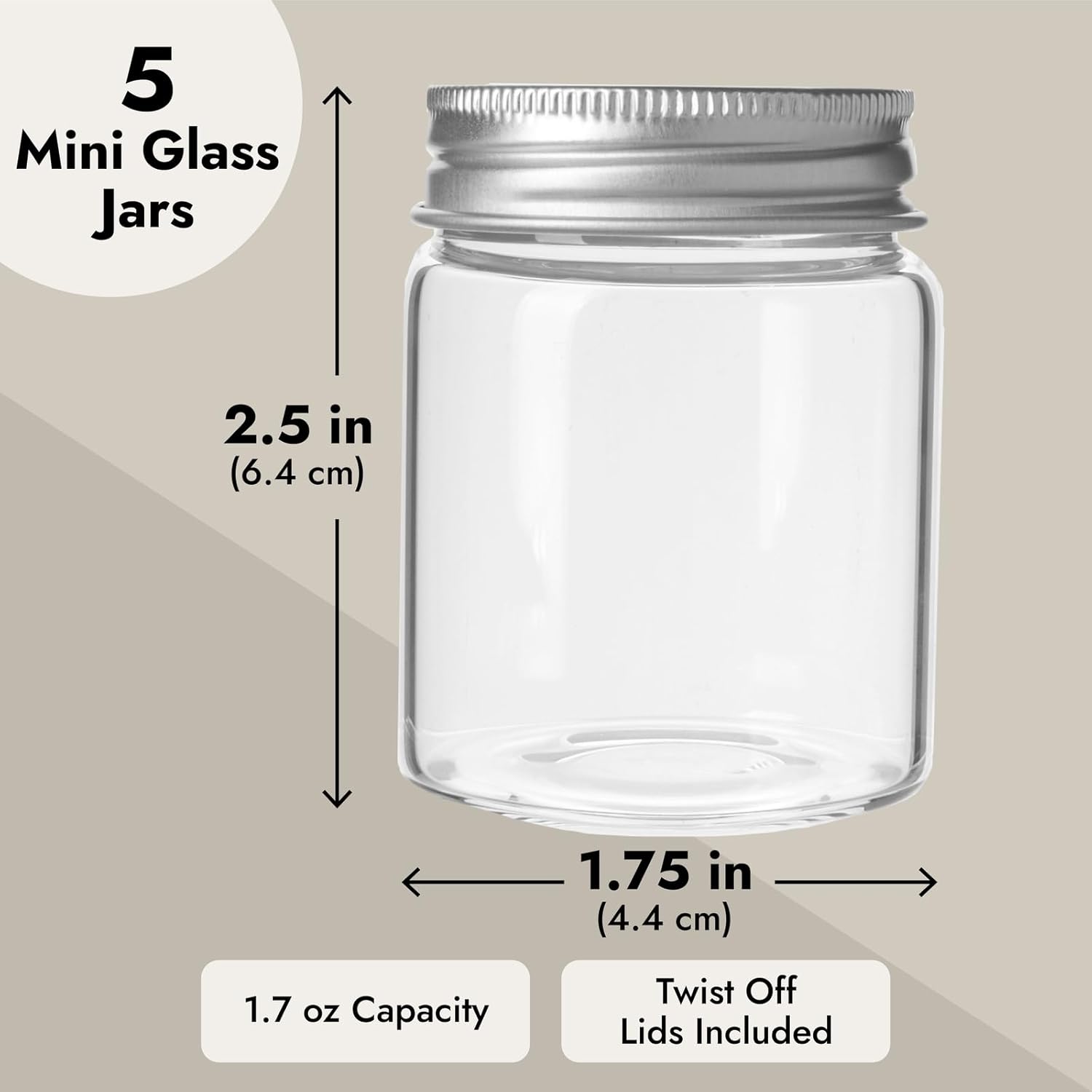 Juvale Mini Glass Jars with Lids - 5 Pack 17 oz
