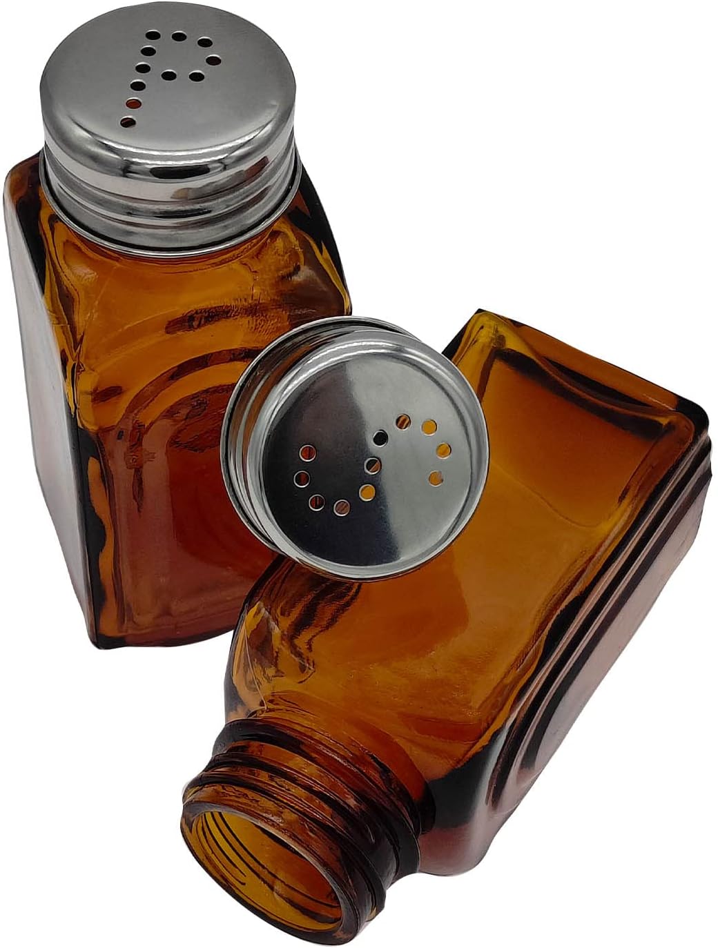 Ritadeshop Retro Glass Salt and Pepper Shakers Amber Set of 2