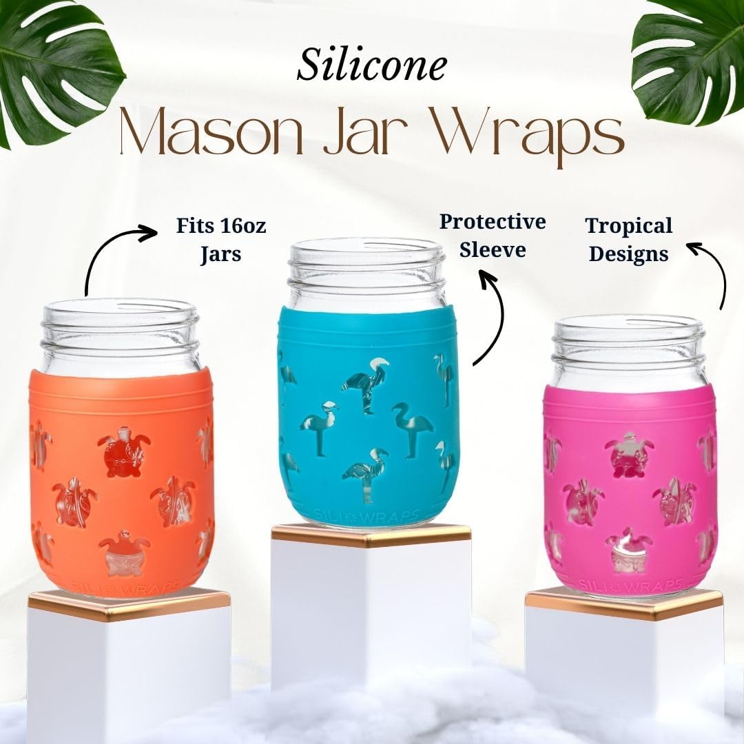 Sili Wraps Mason Jar Wraps Pink Sunset Turtle Set of 4
