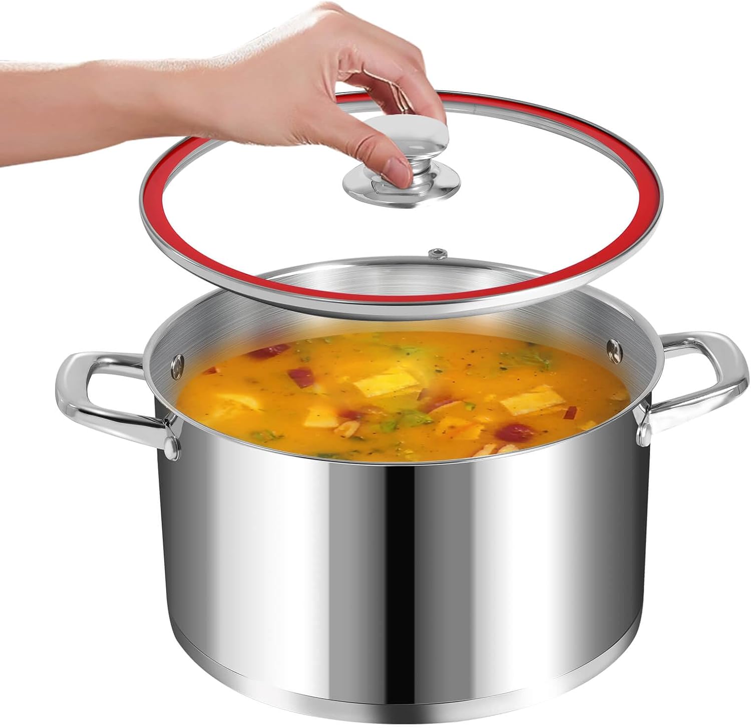 LEUGWAKN 8 Quart Stainless Steel Stock Pot With Lid
