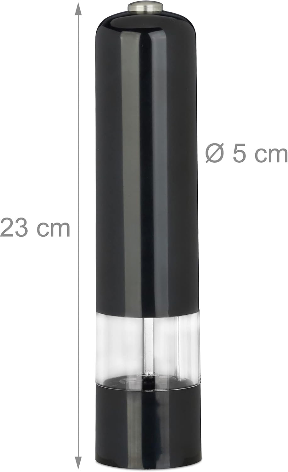 Relaxdays Electric Pepper Mill Set of 2 with Light BlackWhite