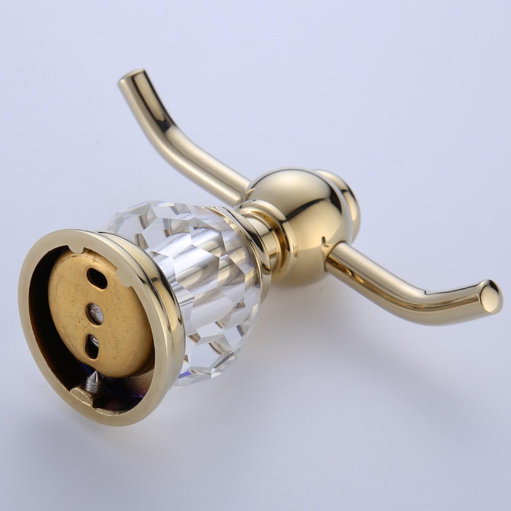 AUSWIND Crystal Glass Brass Gold Bath Towel Hooks 1