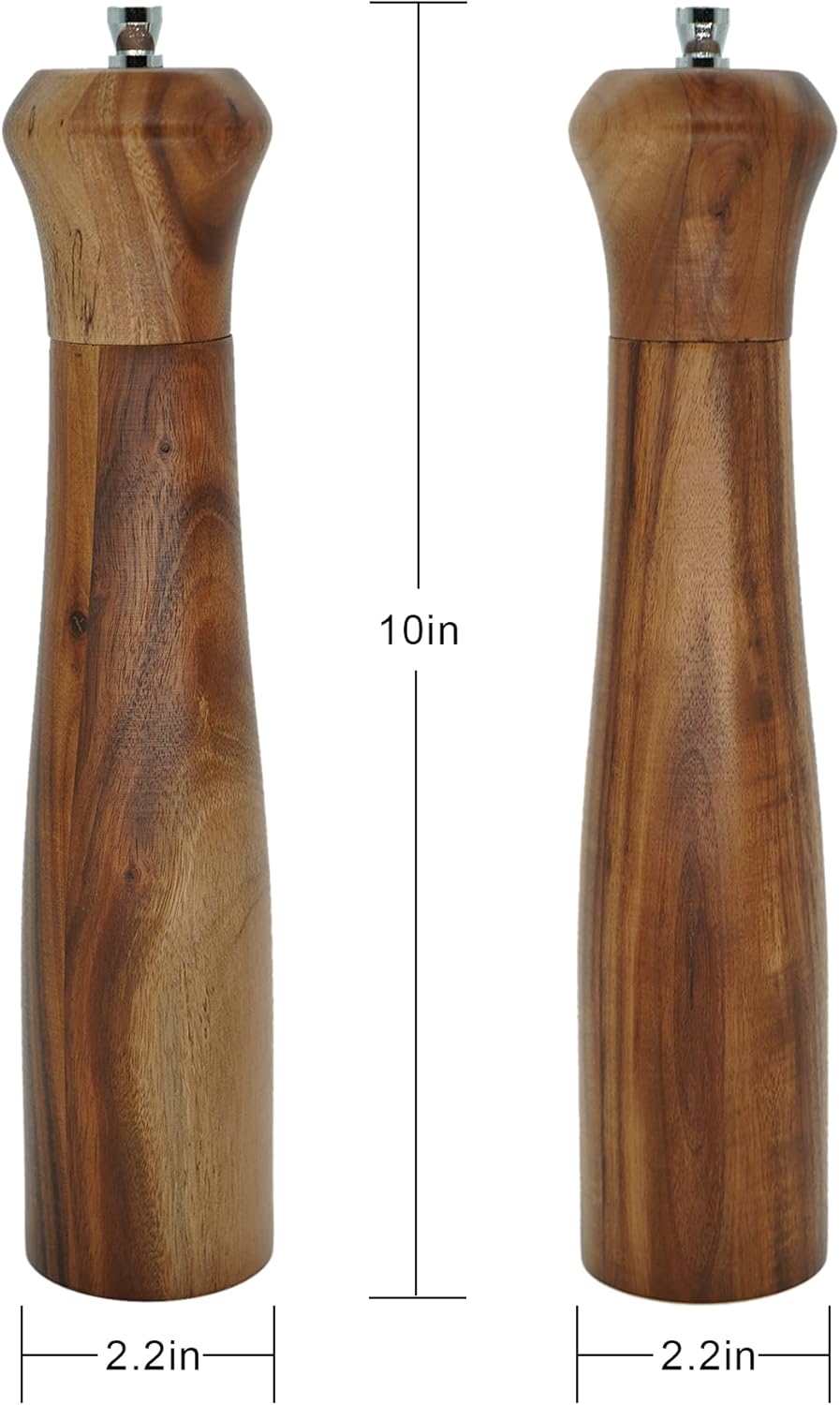 Zewellcuis Wood Salt Pepper Mill Set 2PCS