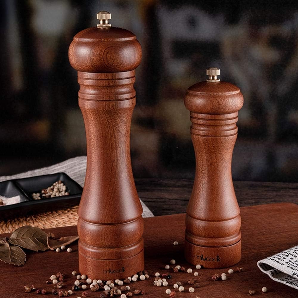 sdneNest Adjustable Wooden Salt and Pepper Mill Set
