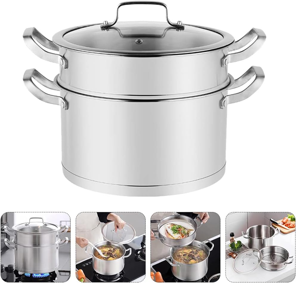 Hemoton 1pc Non-Stick Stainless Steel Steamer Pot