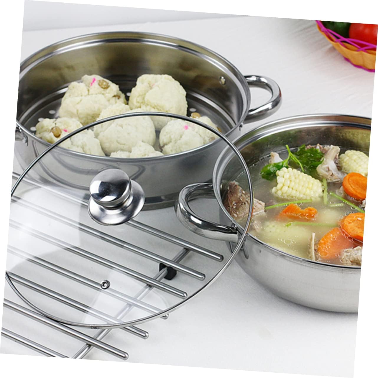 GRIRIW 3 Layer Steam Pot Multifunctional Steamer