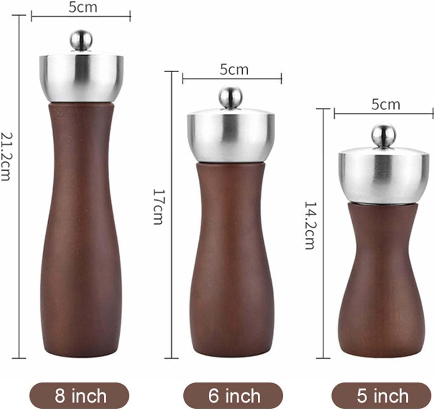 CHENYUEFA 6 Inch Pepper Mill Set with Adjustable Coarseness