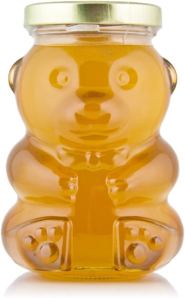 Nakpunar 12 Pcs 9 Oz Glass Bear Jars with Gold Lids