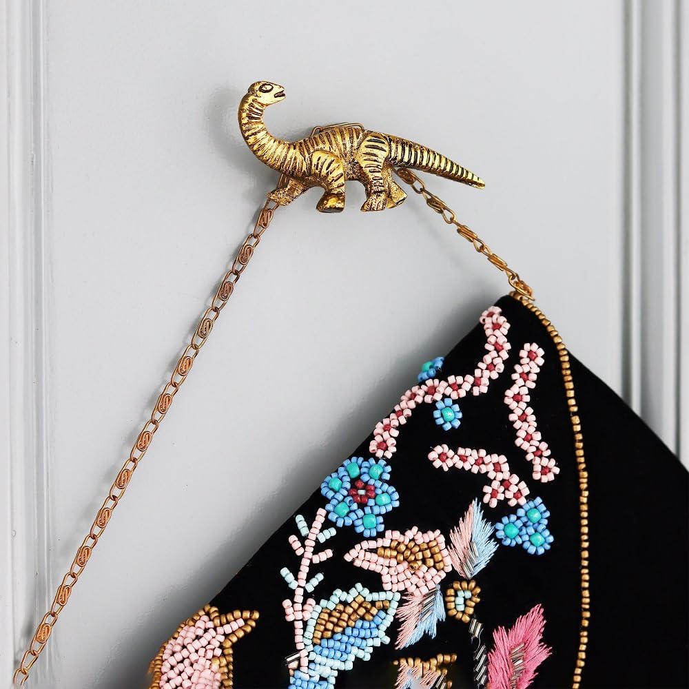 Indian Shelf 3 Piece Gold Dinosaur Wall Hooks for Kids