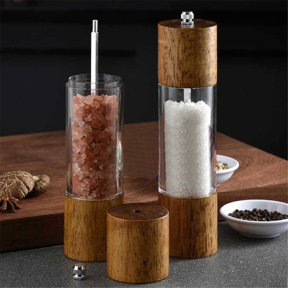 HXDMY Wooden Pepper Mill with Adjustable Ceramic Core