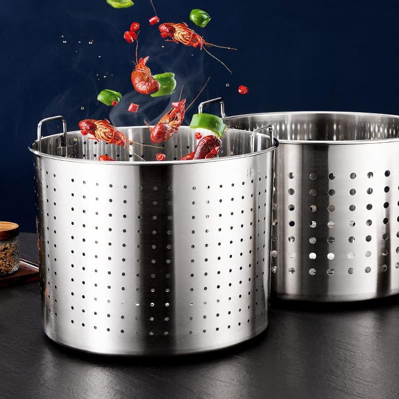 AIZYR 63Qt Heavy Stainless Steel Stockpot Set with Strainer Basket and Lid