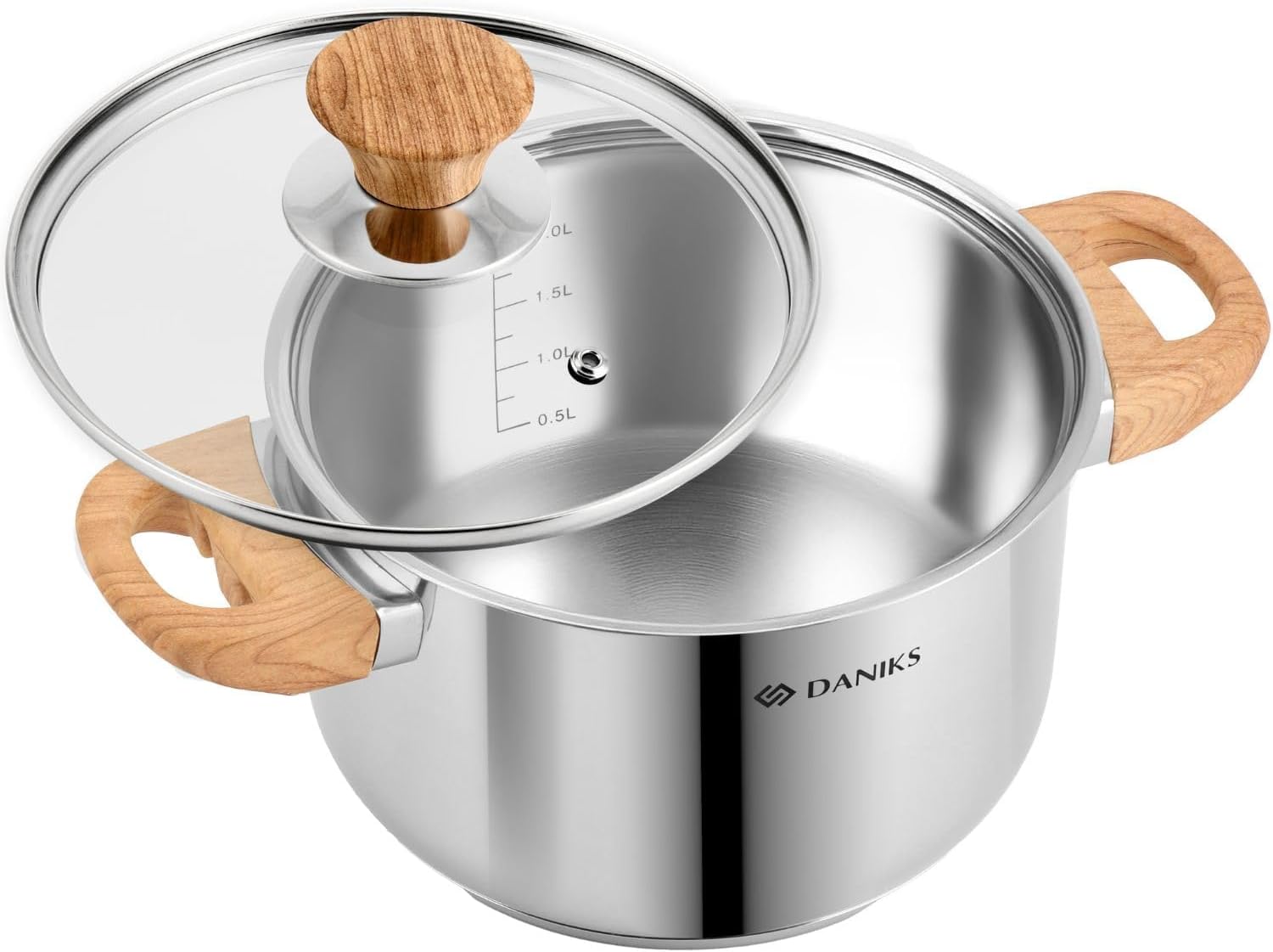 Daniks Oslo 2 Quart Stockpot with Glass Lid and Stay-Cool Handles