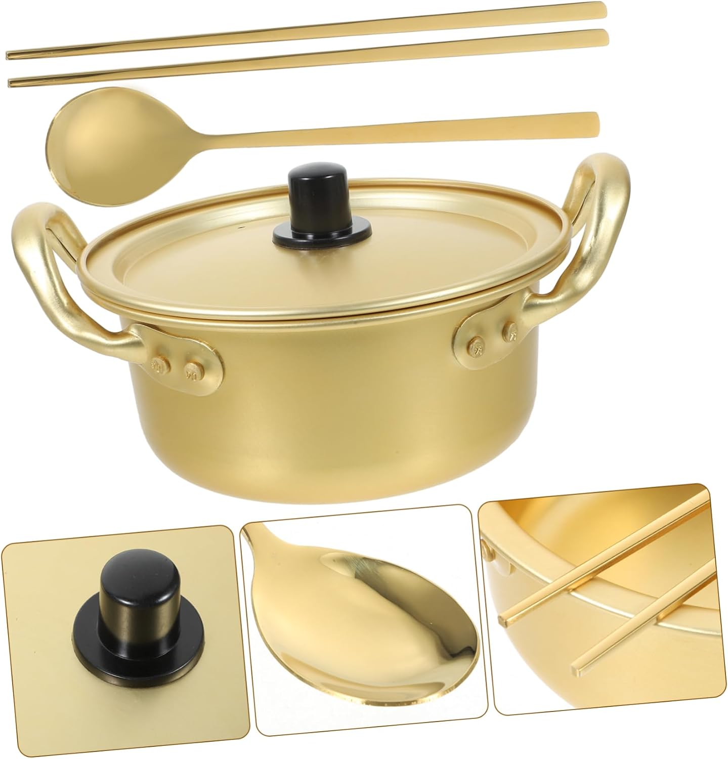 EXHUMKY Korean Ramen Pot Set with Spoon and Chopsticks