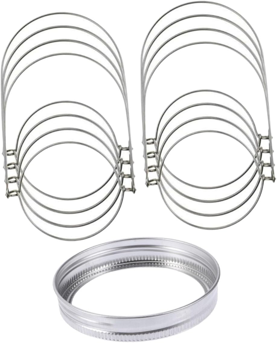 COLLBATH 24pcs Tinplate Mason Jar Lid Ring Set with Wire Handles