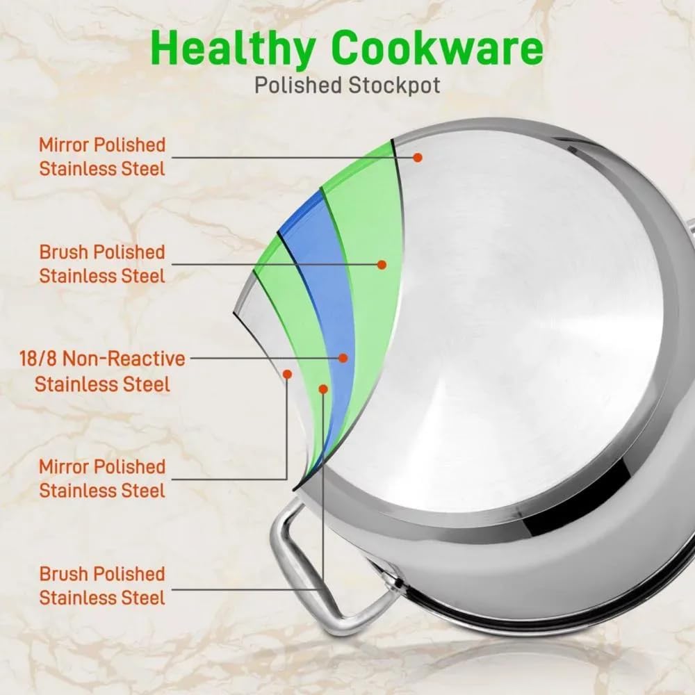 6 Quart Stainless Steel Stock Pot with See-Through Lid