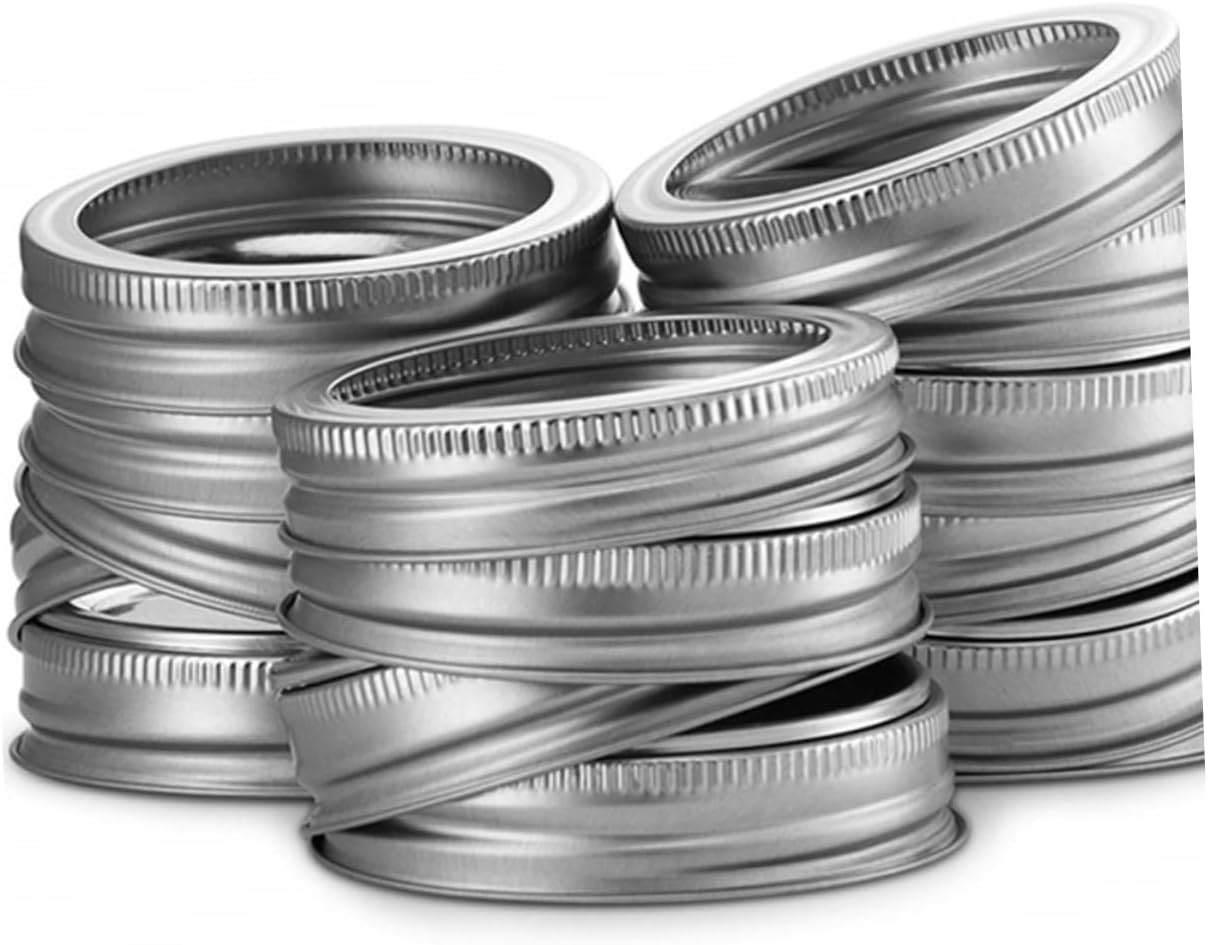 COLLBATH 24pcs Tinplate Mason Jar Lid Ring Set with Wire Handles