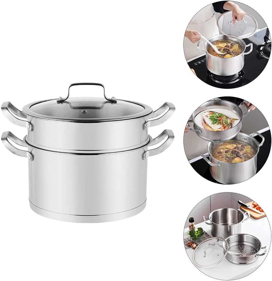 Hemoton 1pc Non-Stick Stainless Steel Steamer Pot