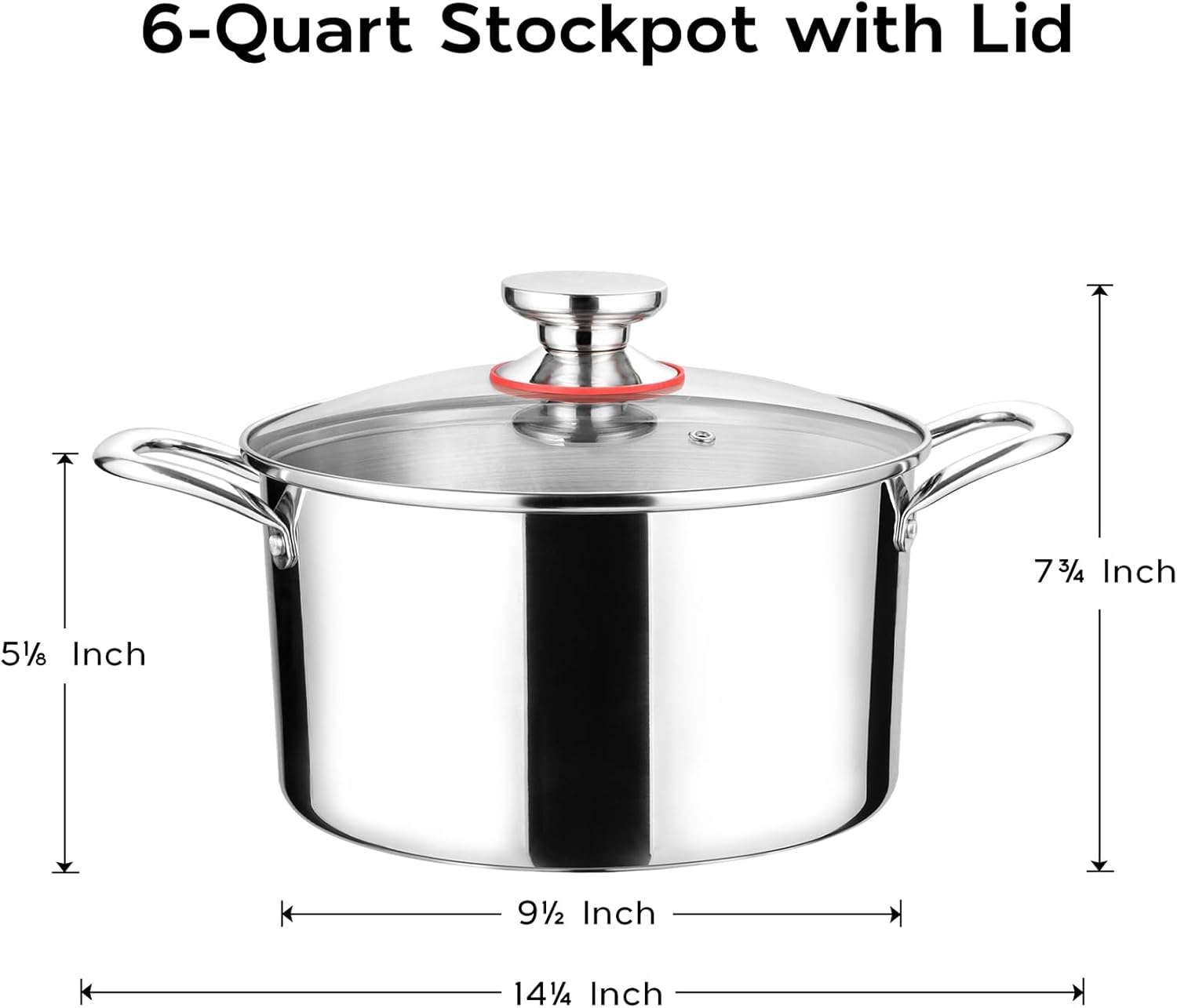Onader 6 Quart Stockpot with Lid and Tri-Ply Induction Base