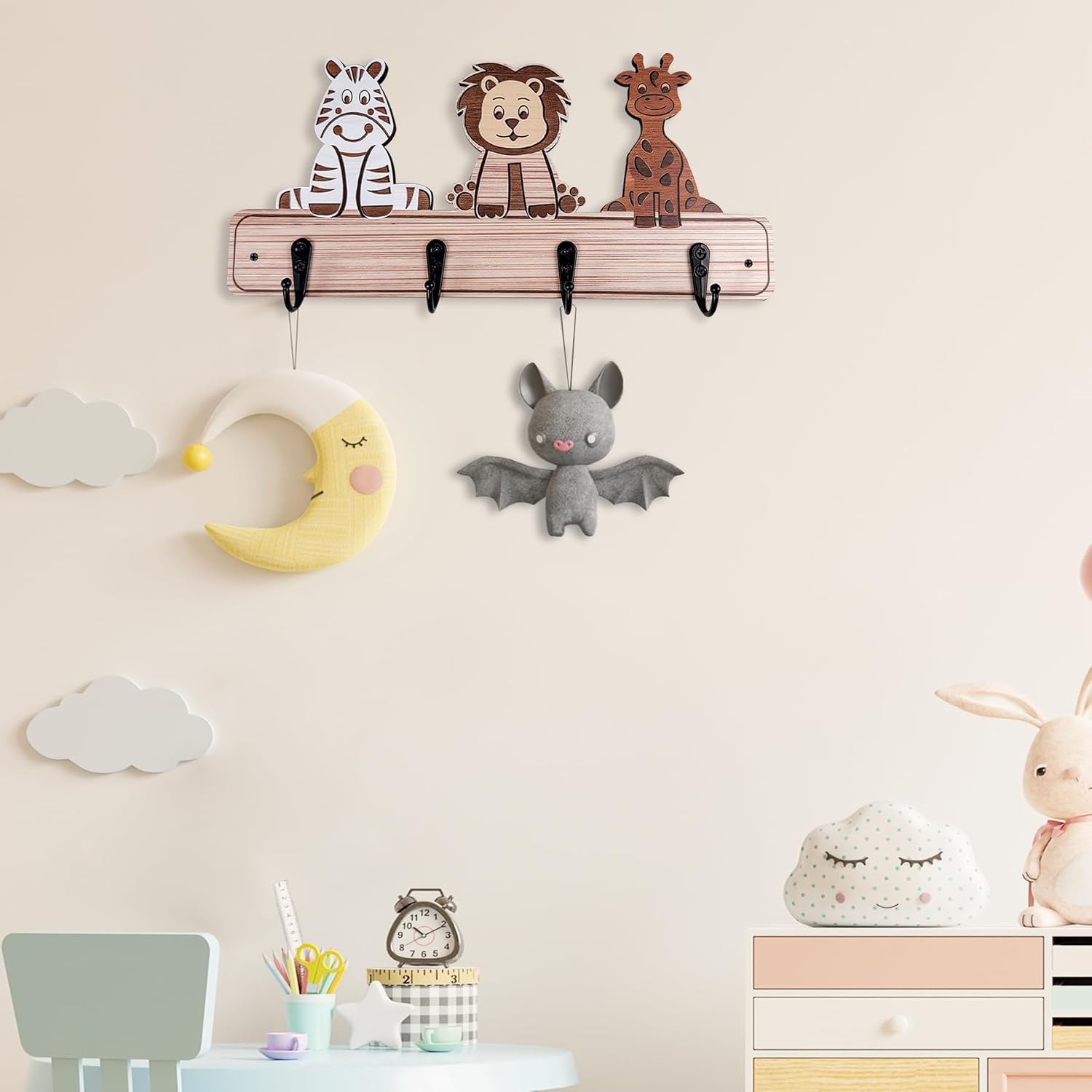 Kids Toddler Coat Hat Rack - 137 Long Wood Animal Hook Wall Mount