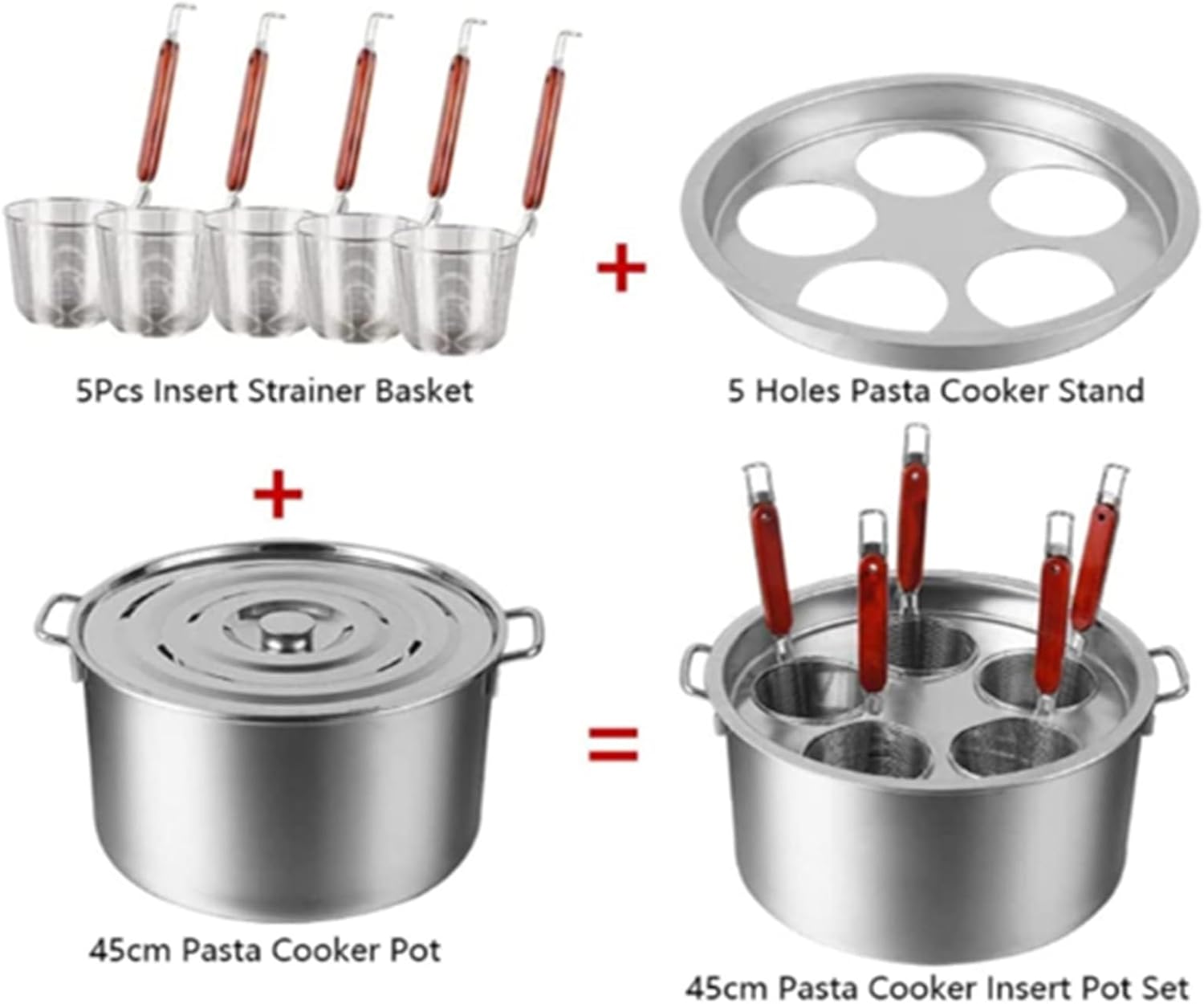 Buokaiw 5-Piece Pasta Cooker with Strainer Set