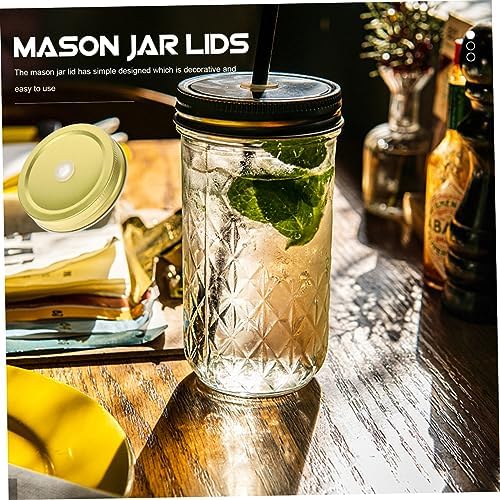 BRIGHTFUFU 48 Pcs Reusable Mason Jar Lids with Straw Hole