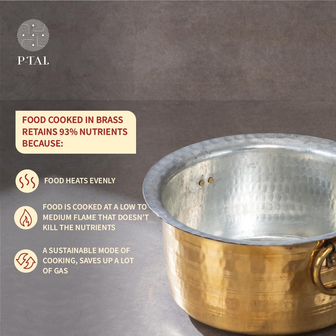 P-TAL Brass Stock Pot with Lid 1 Quart