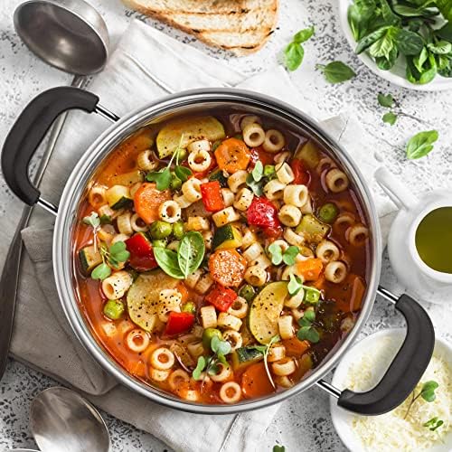 TeamFar 6 Qt Stainless Steel Stock Pot with Tempered Glass Lid