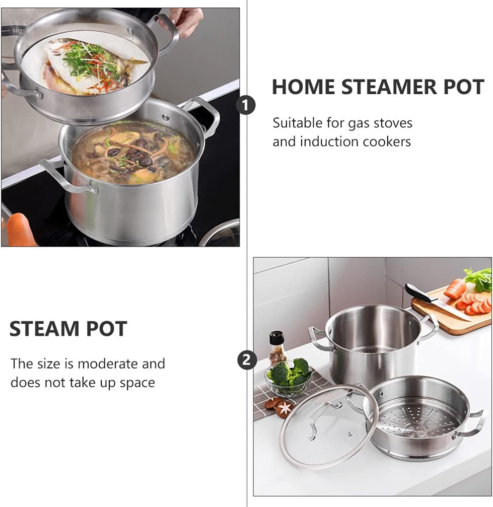 Hemoton 1pc Non-Stick Stainless Steel Steamer Pot