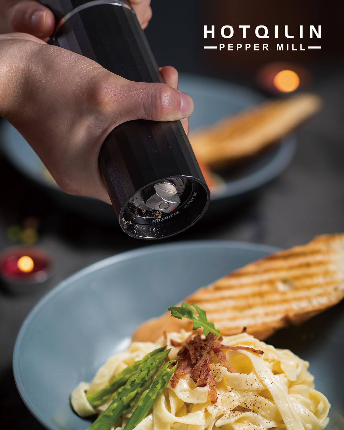Hotqilin Heavy Duty Metal Pepper Mill with Adjustable Coarseness
