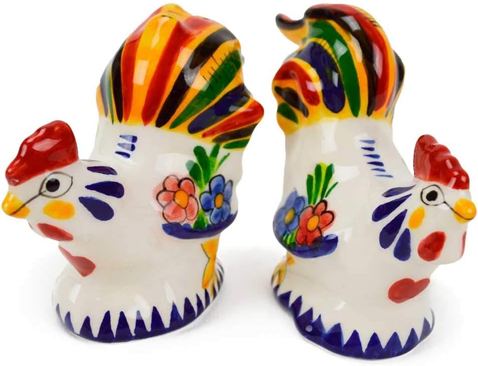 Colorful Roosters Ceramic Salt Pepper Shakers Set 1