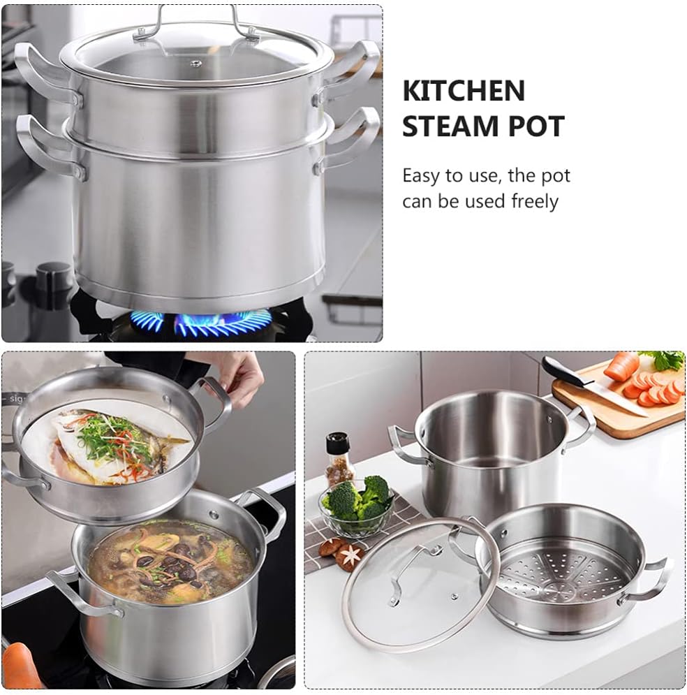 Hemoton 1pc Non-Stick Stainless Steel Steamer Pot