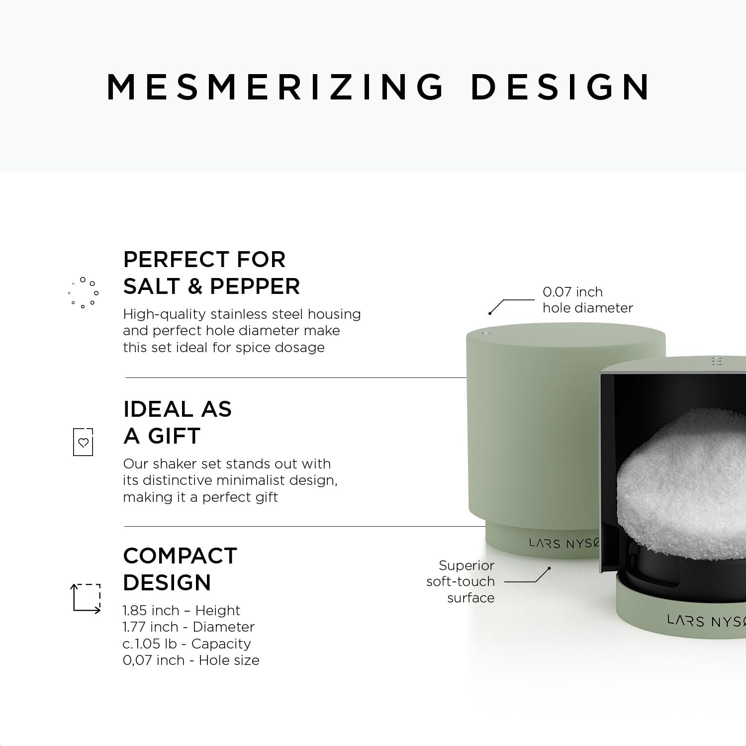 LARS NYSM Mini Salt and Pepper Shakers Set