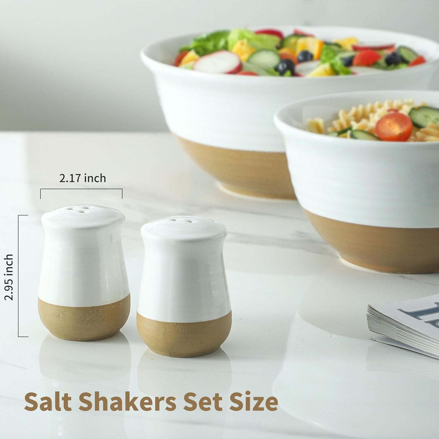 Tikooere Salt Pepper Shaker Set of 2 Ceramic Patchwork