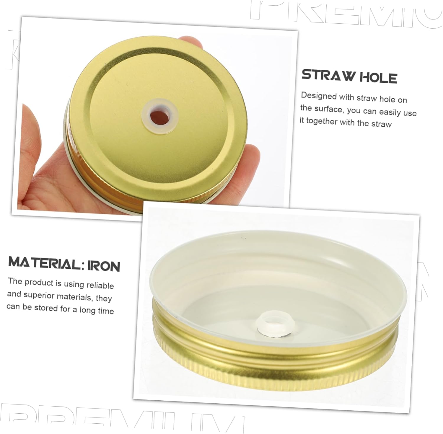 BRIGHTFUFU 48 Pcs Reusable Mason Jar Lids with Straw Hole