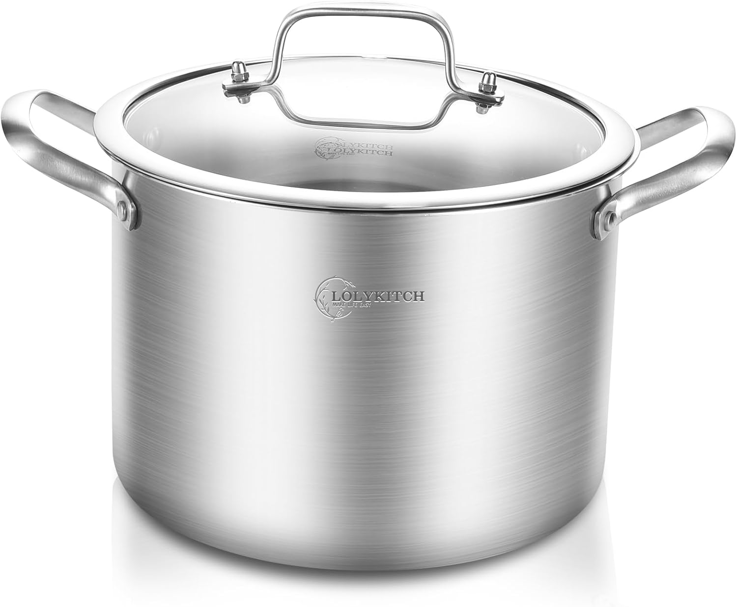 LOLYKITCH 8 Qt Tri-Ply Stainless Steel Stock Pot with Lid