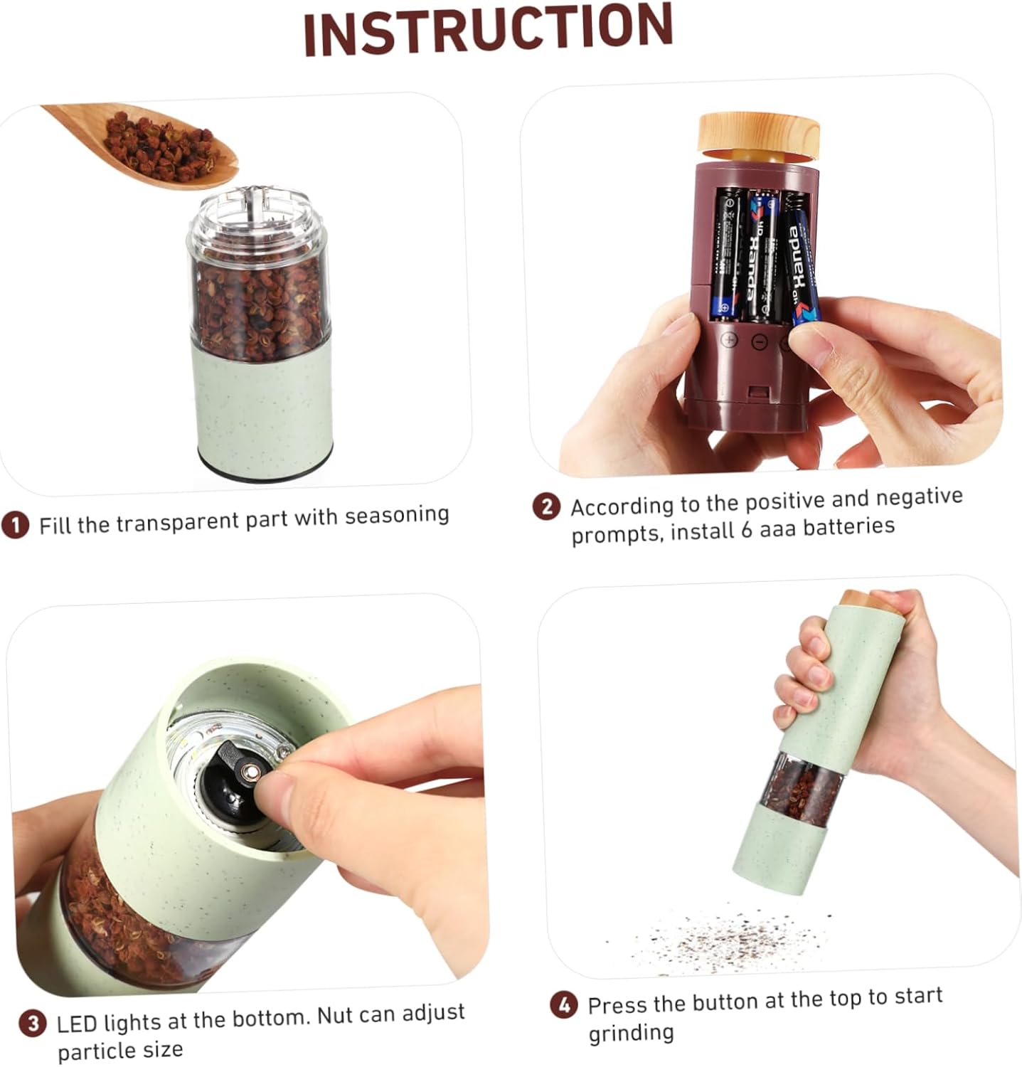 PRETYZOOM Electric Salt Pepper Grinder Set 1