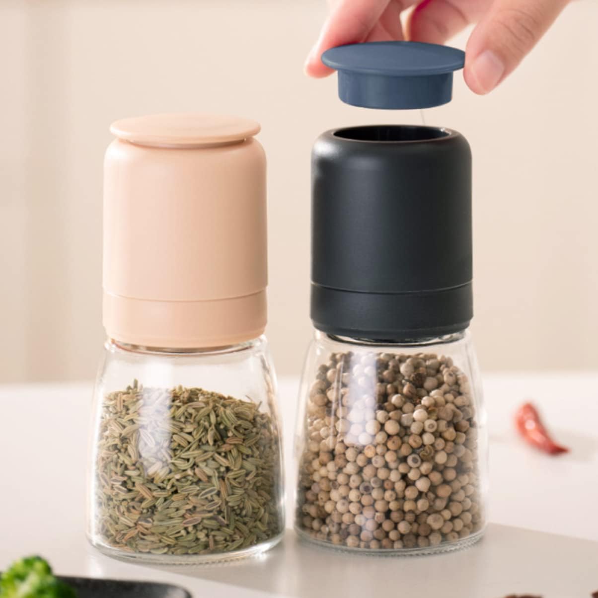 Zerodeko Pepper Grinder Coarseness Adjuster 150ml Glass Mill Set 1
