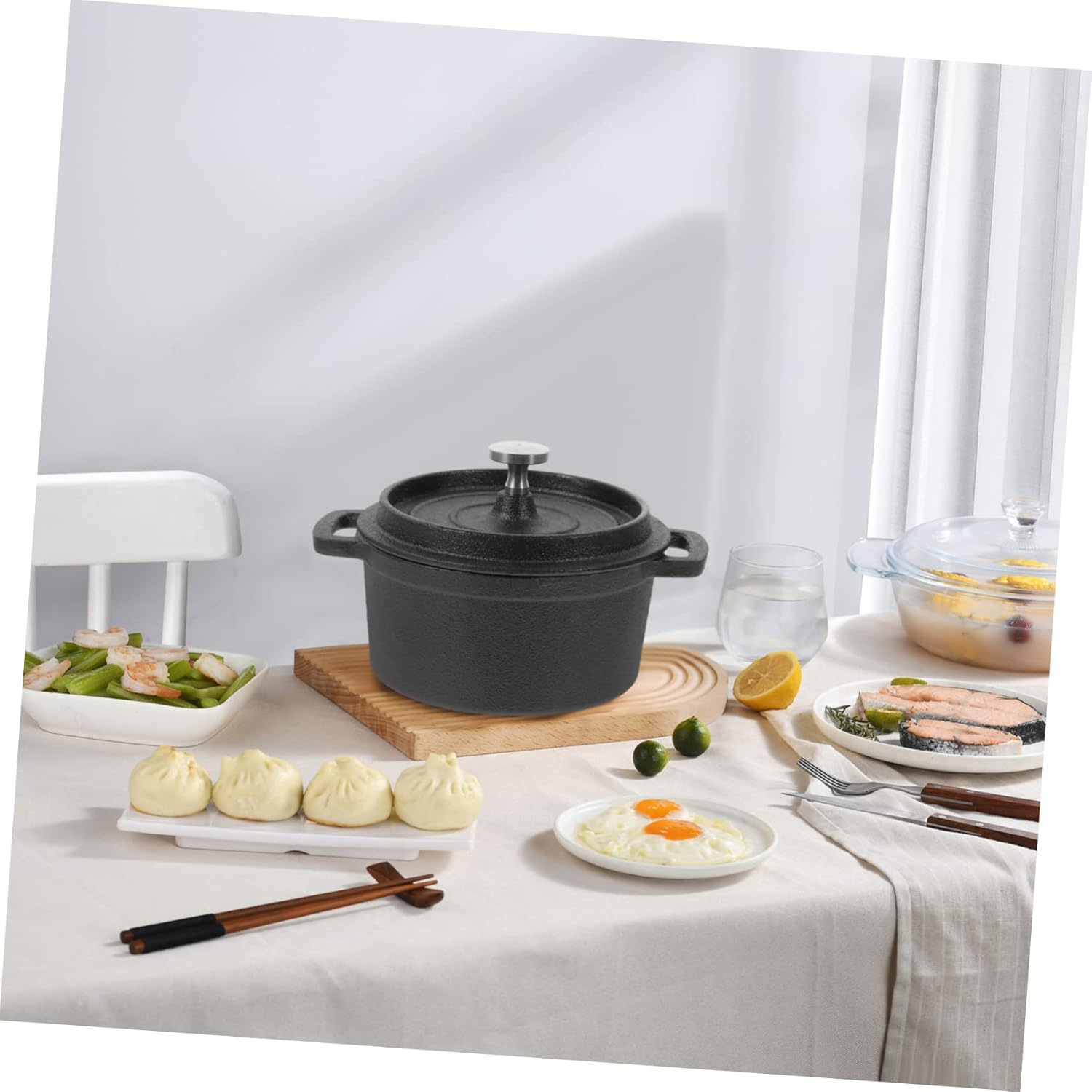 BRIGHTFUFU Dual Handle Stockpot with Lid and Steamer Function