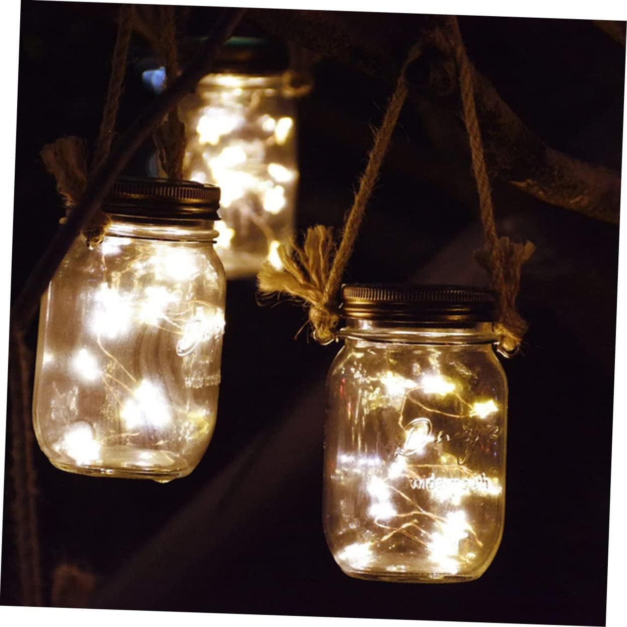 Luxshiny 6pcs Burlap Steel Mason Jar Hangers