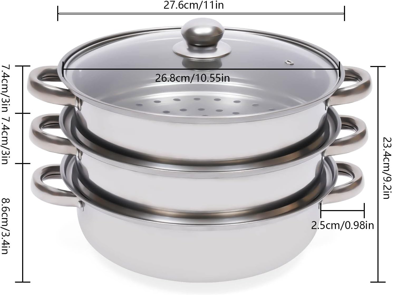 Bitodd 3 Tier Stainless Steel Steamer Set